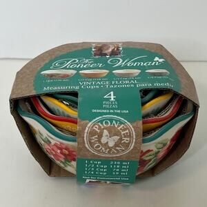 The Pioneer Woman Vintage Floral Ceramic Measuring Cups Set 4 Piece